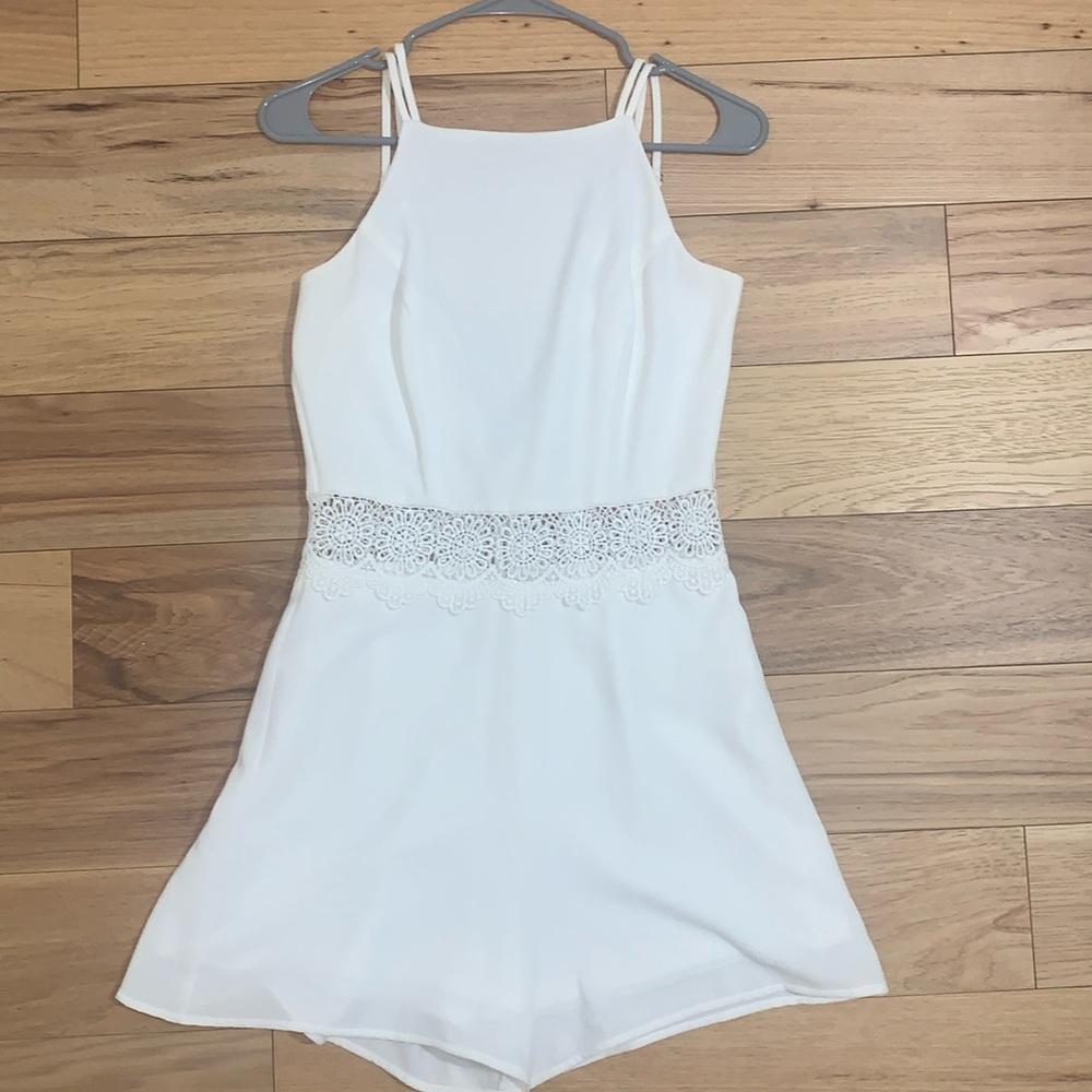 White Romper with Lace Detail